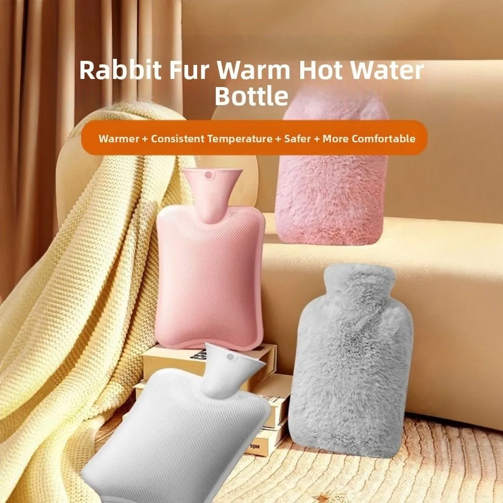 

2000ml Warm Water Bag Removable Leak-proof Hot Water Bottles with Plush Cover Safe Water-filling Bottle Hand and Feet