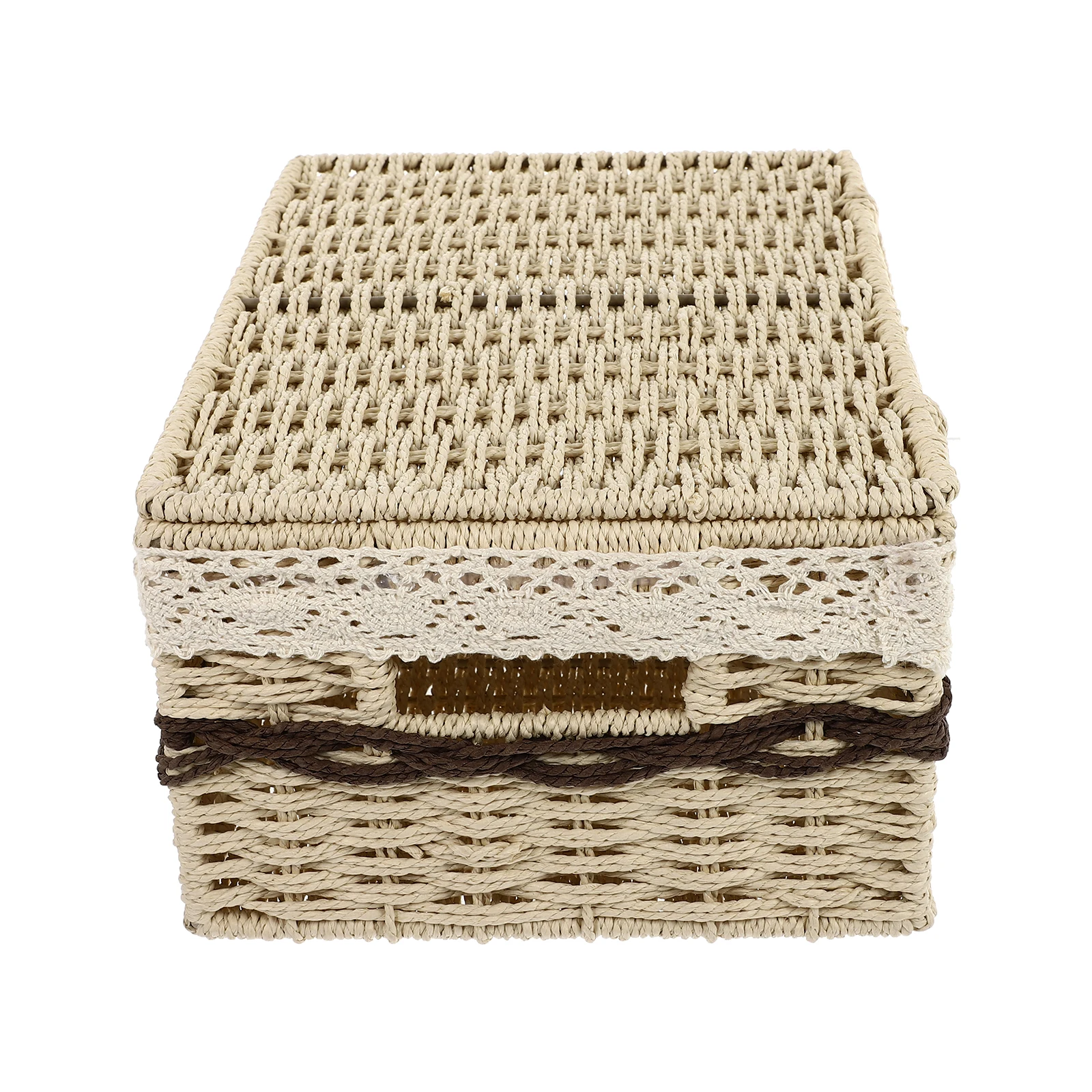

Woven Storage Basket Rattan Bins Home Laundry Sundry Basket Desktop Organizer Fruit Snack Container Dustproof Storage