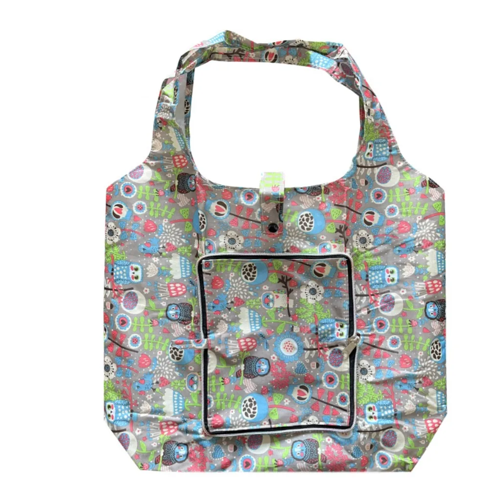 Fashion Various Prints Folding Shopping Bags Large Capacity Nylon Portable Handbag Travel Essential Convenient Shoulder Bags