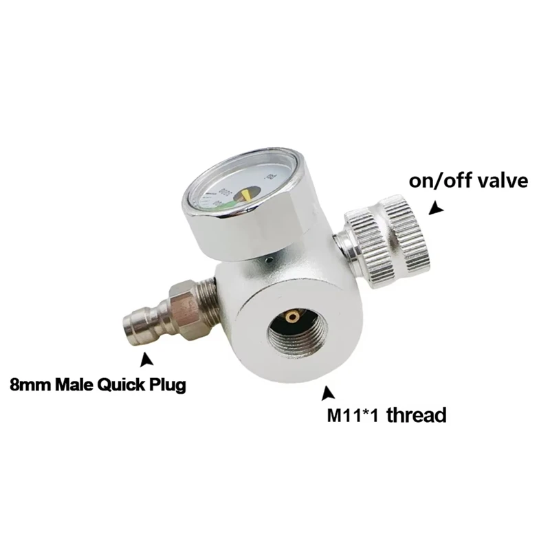 Whipped Cream Pressure Regulator Valves With M11 Threads And 8Mm Male Quick Disonnect For Nitrogen 0.95L Cans