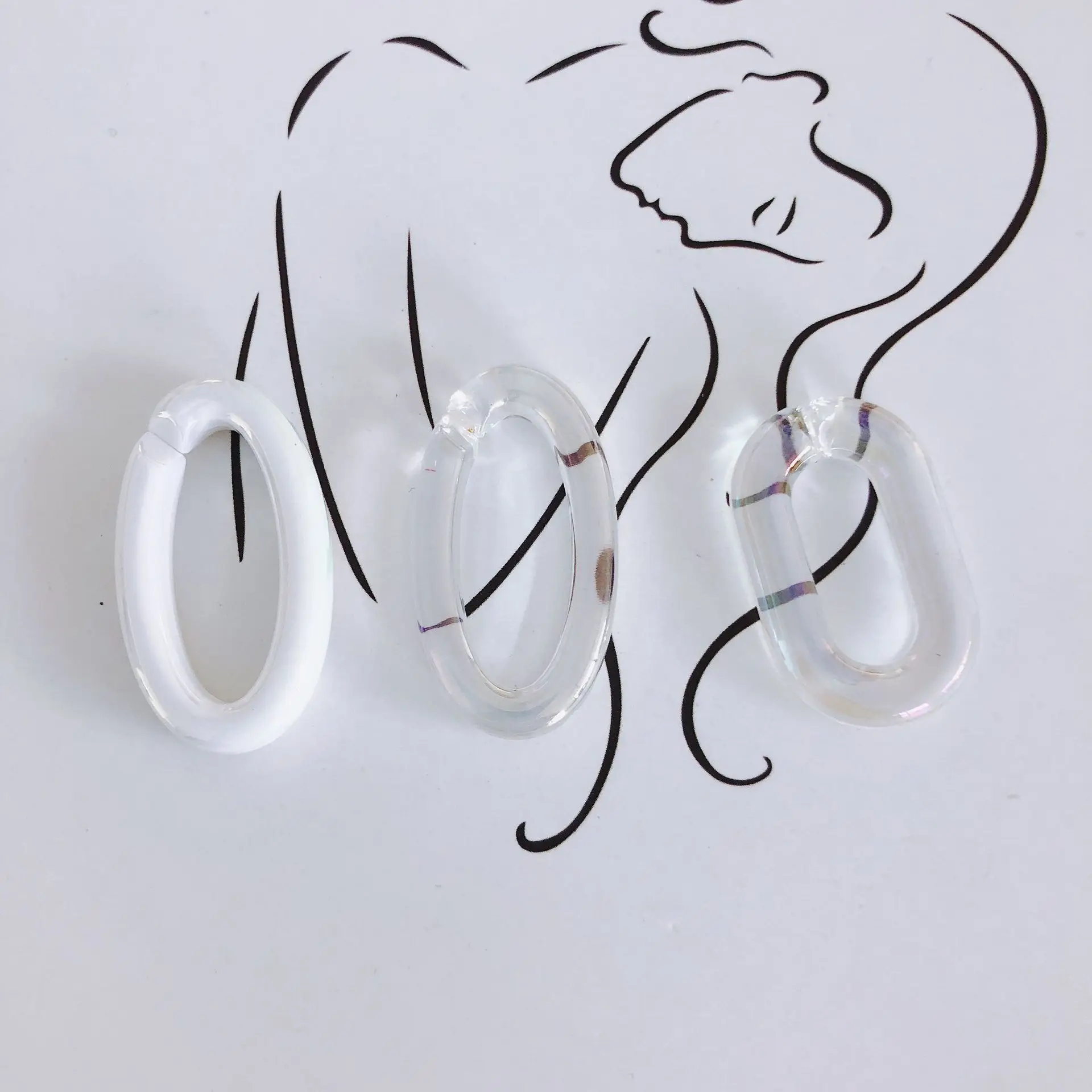 10pcs Vintage Transparent Acrylic Pendants Ellipse Hollow Necklace Earrings Jewelry Pendant Charms Diy Jewelry Making Findings
