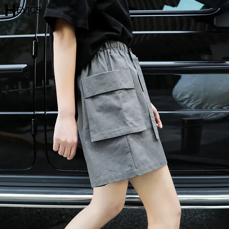 Women High Waist Cargo Shorts Streetwear Summer Wide Leg Pants Fashion Female Big Pocket Loose Shorts Casual Women Pants Clothes