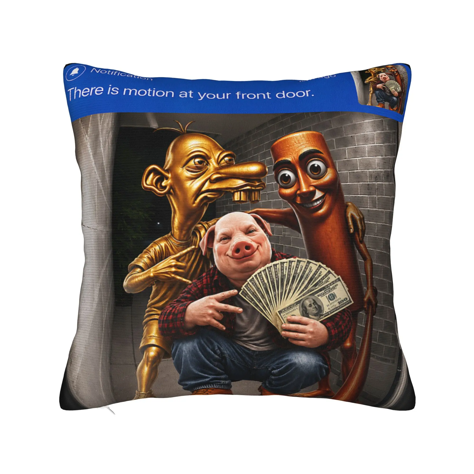 Pillow Cover There is Motion Your Front Door Tung Sahur John Pork Neegy Fashion Pillow Case For Sofa Home Decoration Pillowcases