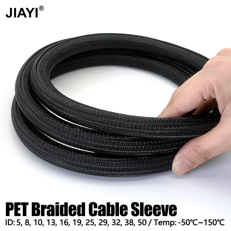 

PET Braided Cable Management Sleeves Self-Closing 5mm 8 10 13 16 19~50mm Sizes for Organizing Home Office Cables