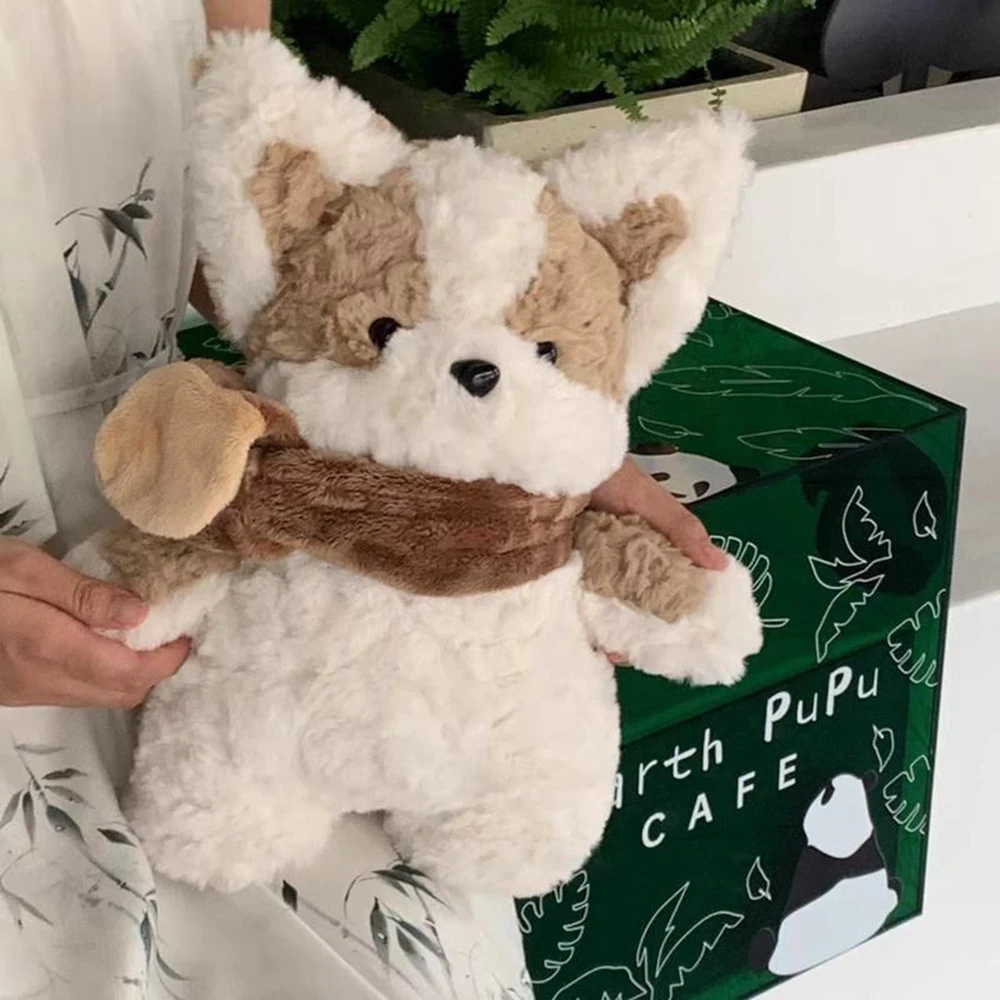 Juguete de peluche de cachorro de bufanda súper linda, muñeca de perro de Color rizado, dormir para calmar a amigos, regalo de cumpleaños y Navidad