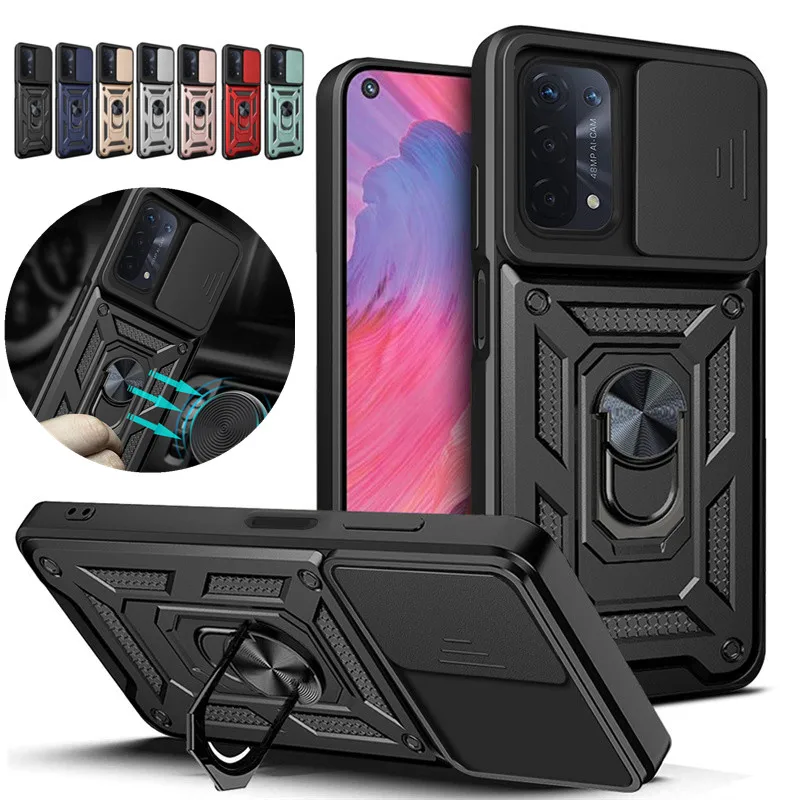 For OPPO A74 A93 A54 5G Case Slide Camera Protect Shockproof Armor Phone Cases For OPPO A 74 93 54 Magnetic Ring Holder Cover