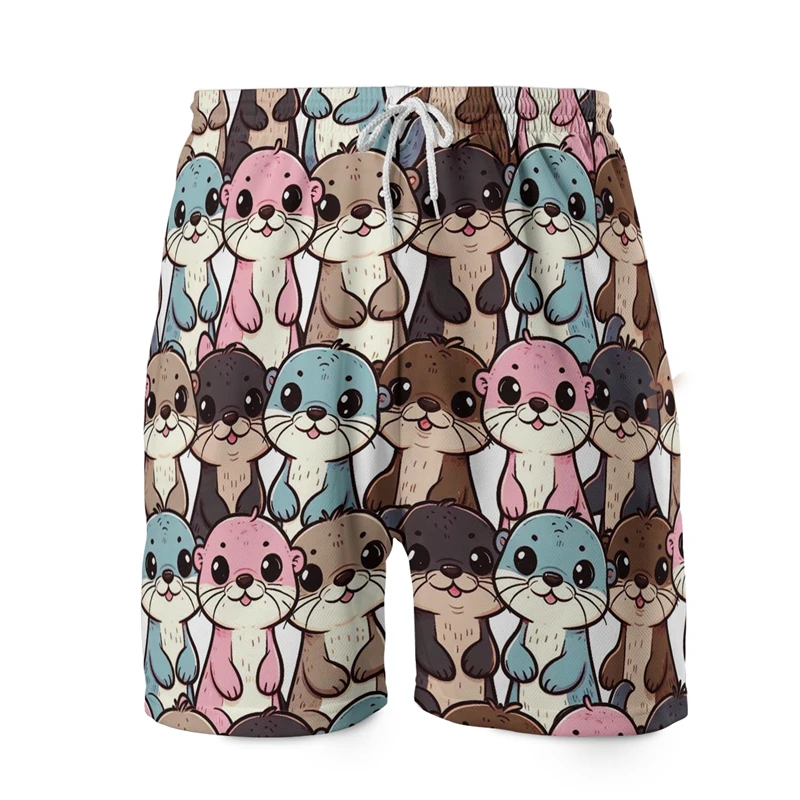 Cartoon Cute Animals Face 3D Print Short Pants For Men Clothes Casual Hawaiian Beach Shorts Animal Elephant Cat Dog Trunks Tops