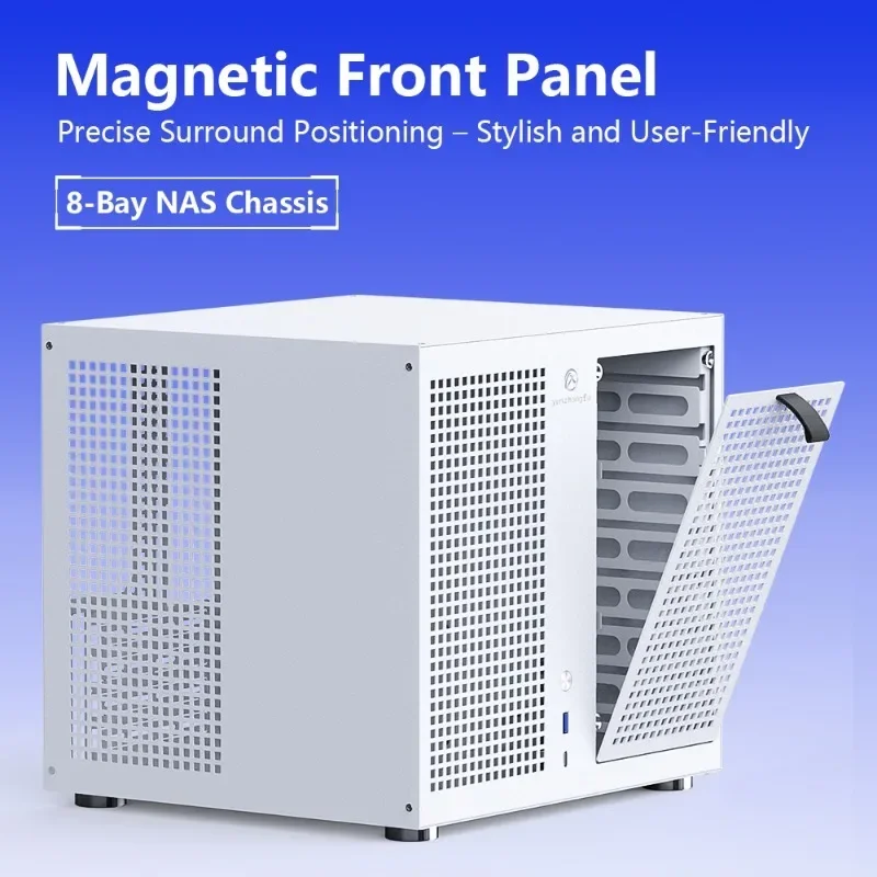 8-Bay NAS Tower Case with Backplane, Optimized for Synology UNRAID Systems, Full-Height PCIe and MATX Support