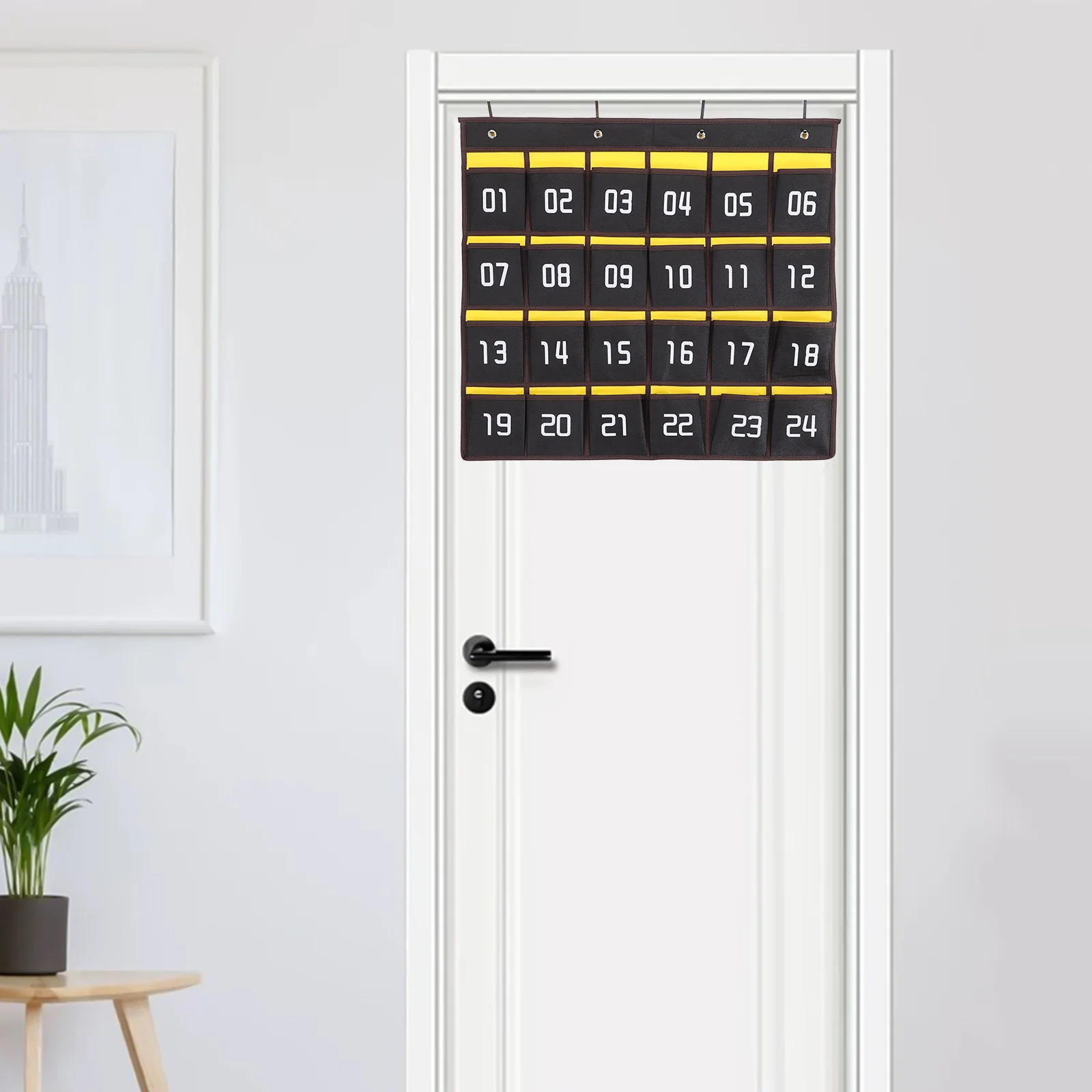 متعددة الوظائف الهاتف حقيبة التخزين الجدار شنقا المنظم للجوارب والمجوهرات العناصر الصغيرة فوق الباب حامل الجيب الفصول الدراسية #4