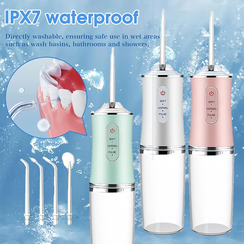 Water Flosser Teeth Cleaner 220ML Modes Portable Dental Oral Irrigator USB Rechargeable Electric Dental Flosser for Teeth Braces