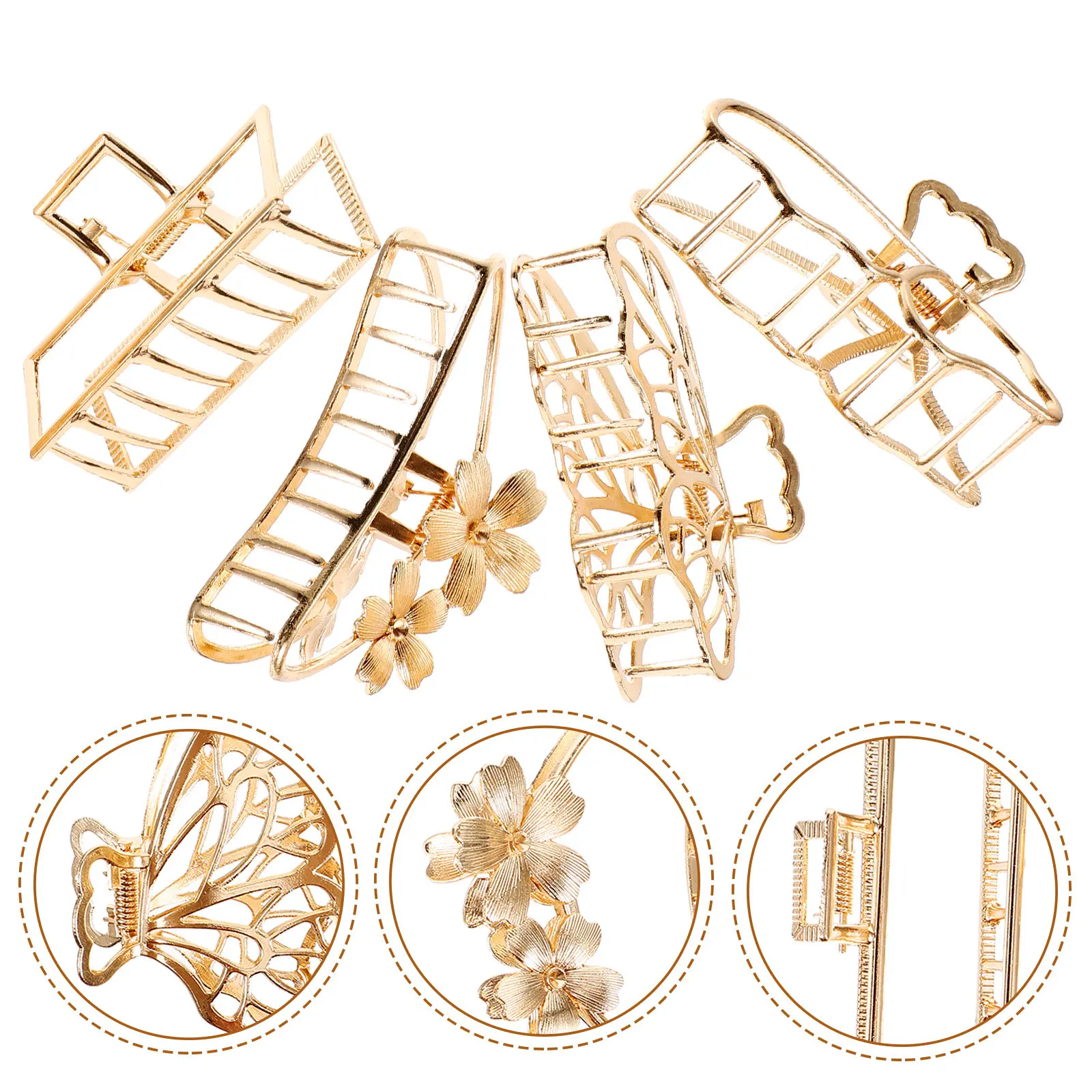 

Набор из 4 золотых заколок для волос из сплава, стильные и прочные металлические заколки-крабы для женщин и девушек, элегантный подарок