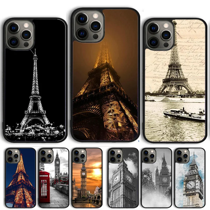 Чехол London Eye Eiffel Tower Big Ben для iPhone 15, 16, 14, 13, 12, Pro Max mini 11 Pro Max XS XR Plus, чехол для телефона