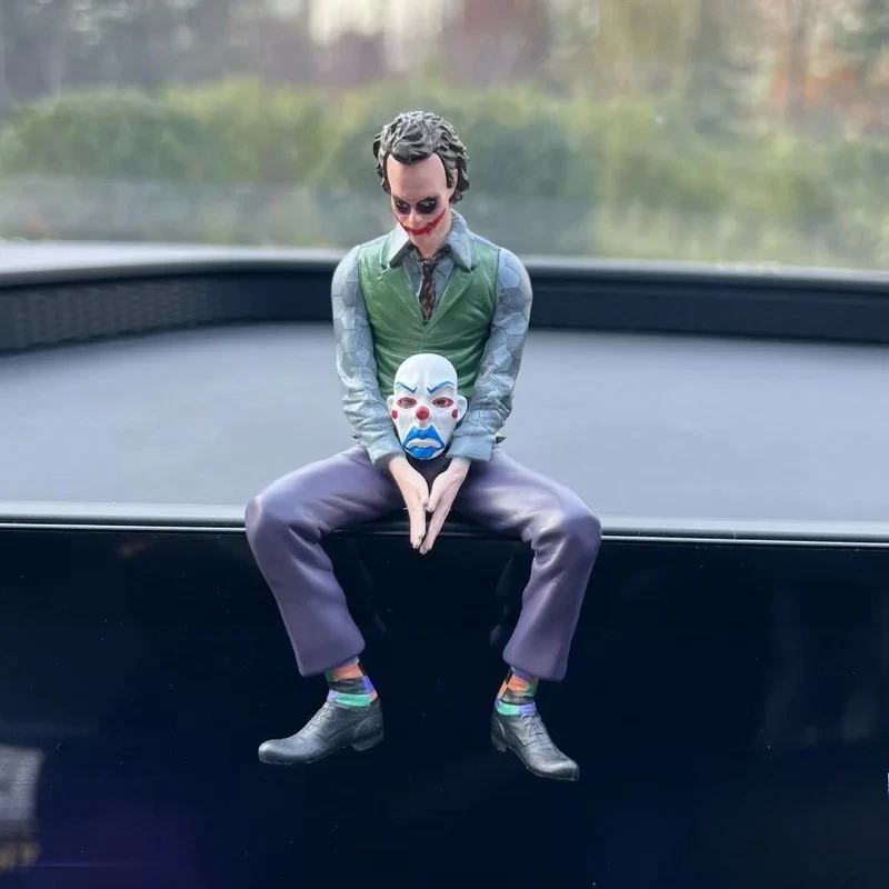 10cm Roof Decoration Joker Heath Ledger Sitting Posture Figures Car Doll Tail And Roof Pendant Model Statue Collectable Toys - view 3