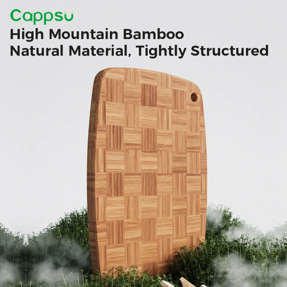 Cappsu retro checkerboard cutting board, bamboo cutting board, natural cutting board, kitchen antibacterial and mildew resistant