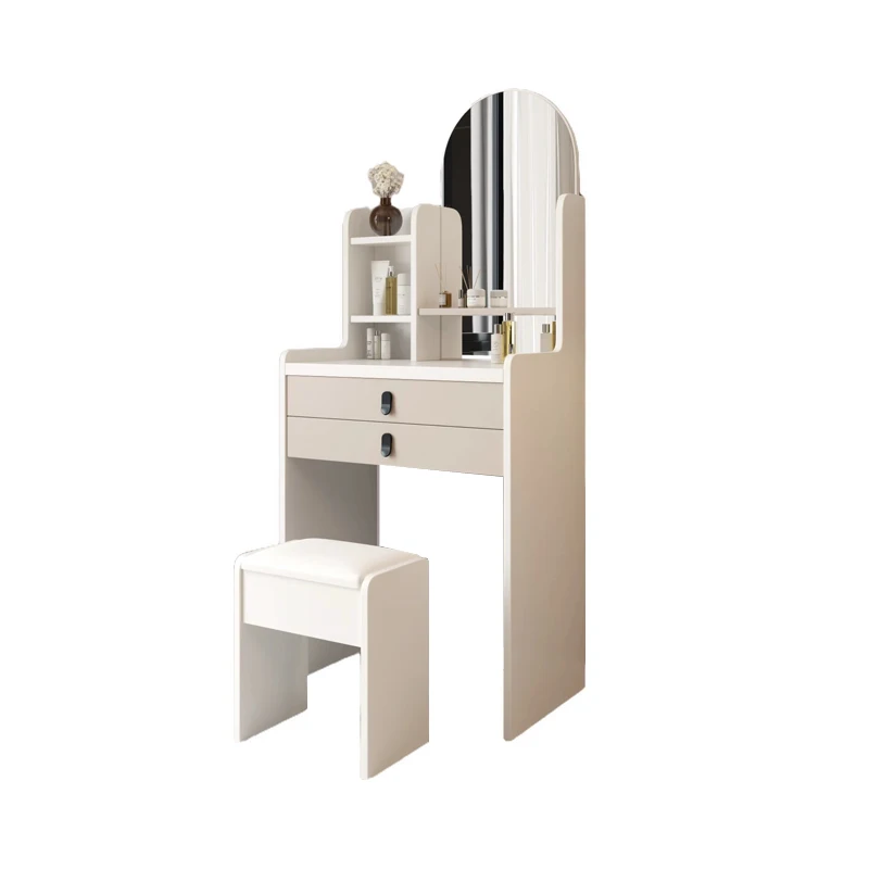 MDF الخشب مرآة خزانة زجاجية تصميم مجموعة درج أثاث غرفة نوم مضمد #1