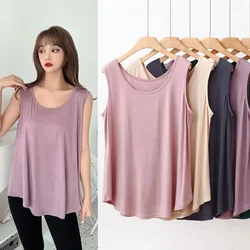 Plus size L to 3XL Modal O-Neck Tank Tops Summer women Thin Tee Tops Sleeveless Tshirt Loose Top