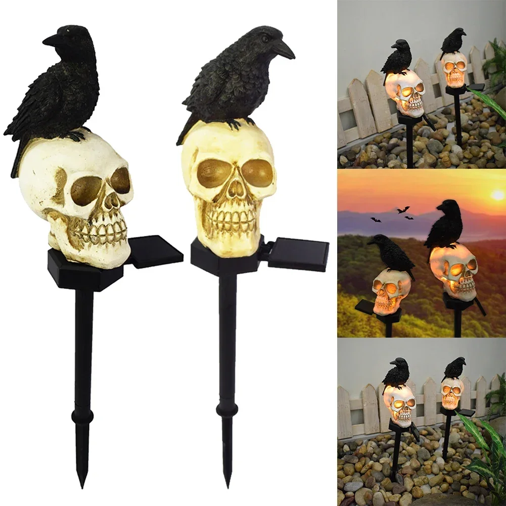 Lámpara Solar de resina enchufable con forma de cuervo para Halloween, herramientas de jardín impermeables para exteriores, accesorios de decoración, 1 ud.