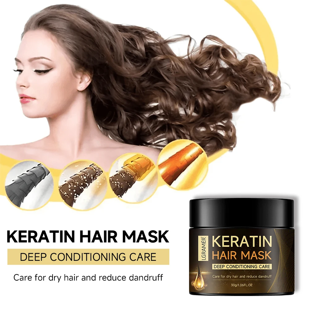 Keratin Hair Mask Repairs Damaged Hair Deeply Nourishes Improves Curly Hair Anti Drying High Permeability Hair Conditioner Film