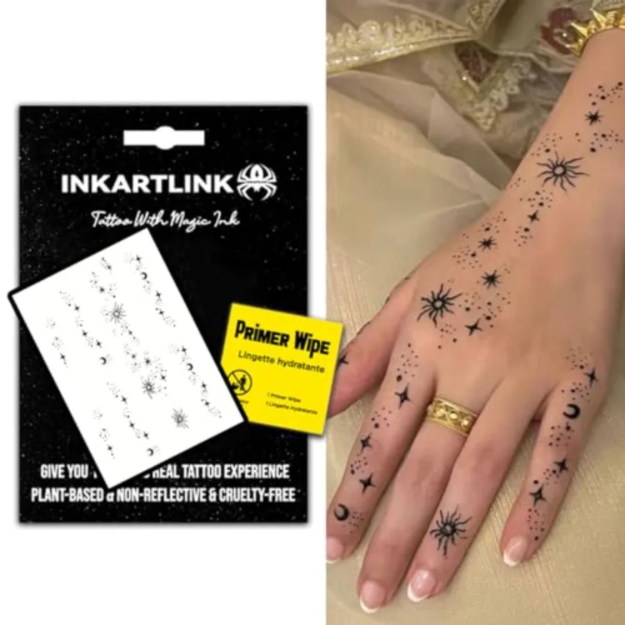 

Temporary Tattoos, Semi Permanent Tattoos, Small-size Tattoos for Women, Waterproof and Anti-reflective, Unique Design Stars an