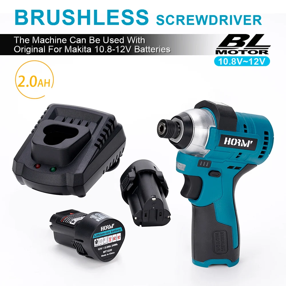 

Brushless Electric Screwdriver Drill 120N.m Cordless Variable Speed Impact Drill Driver with Magnetic Suction For Makita Battery