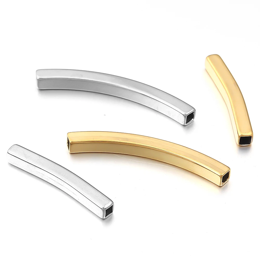 

5-10 шт. квадратные бусины-разделители из нержавеющей стали, изогнутые бусины-трубочки, свободные бусины-разделители для изготовления ювелирных изделий, ожерелья, браслетов «сделай сам»