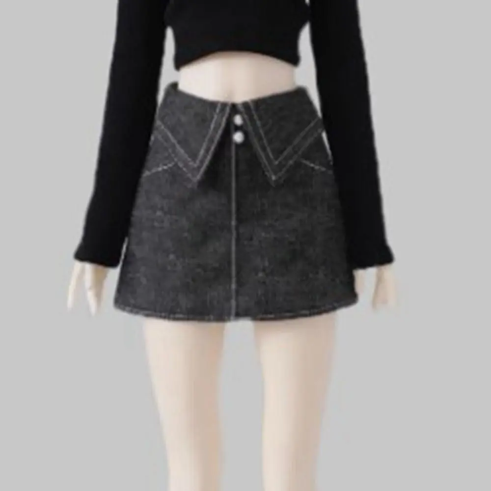 Mode Off Schouder Top T-shirt Schattig met Ketting Denim Rok Mini DIY Accessoires Prinses Rok Kleding voor 1/6 BJD 30 cm Poppen