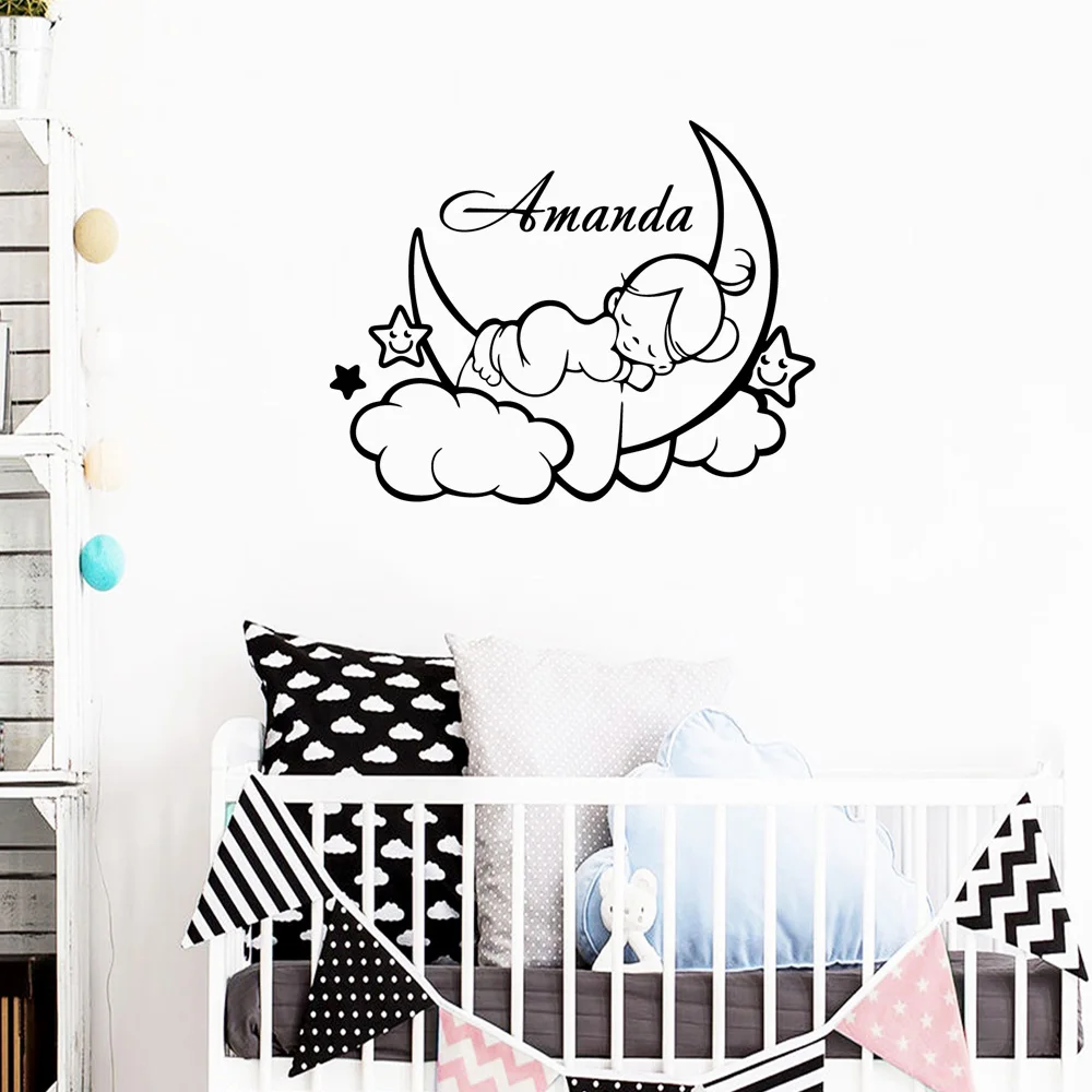 

1 pc nice sleeping baby Customized Text Wall Art Decal Wall Stickers Pvc Material For Kids Rooms Decoration Vinyl Art Decal