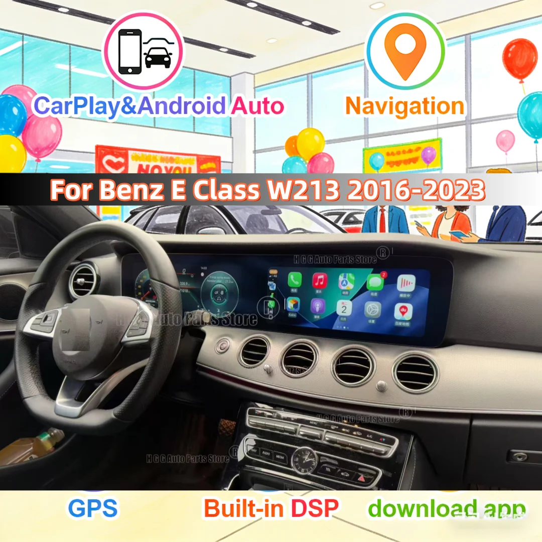 

Цифровая приборная панель для Mercedes-Benz E-класса W213 2016-2023, спидометр, Android-радио, беспроводной CarPlay, GPS-навигация