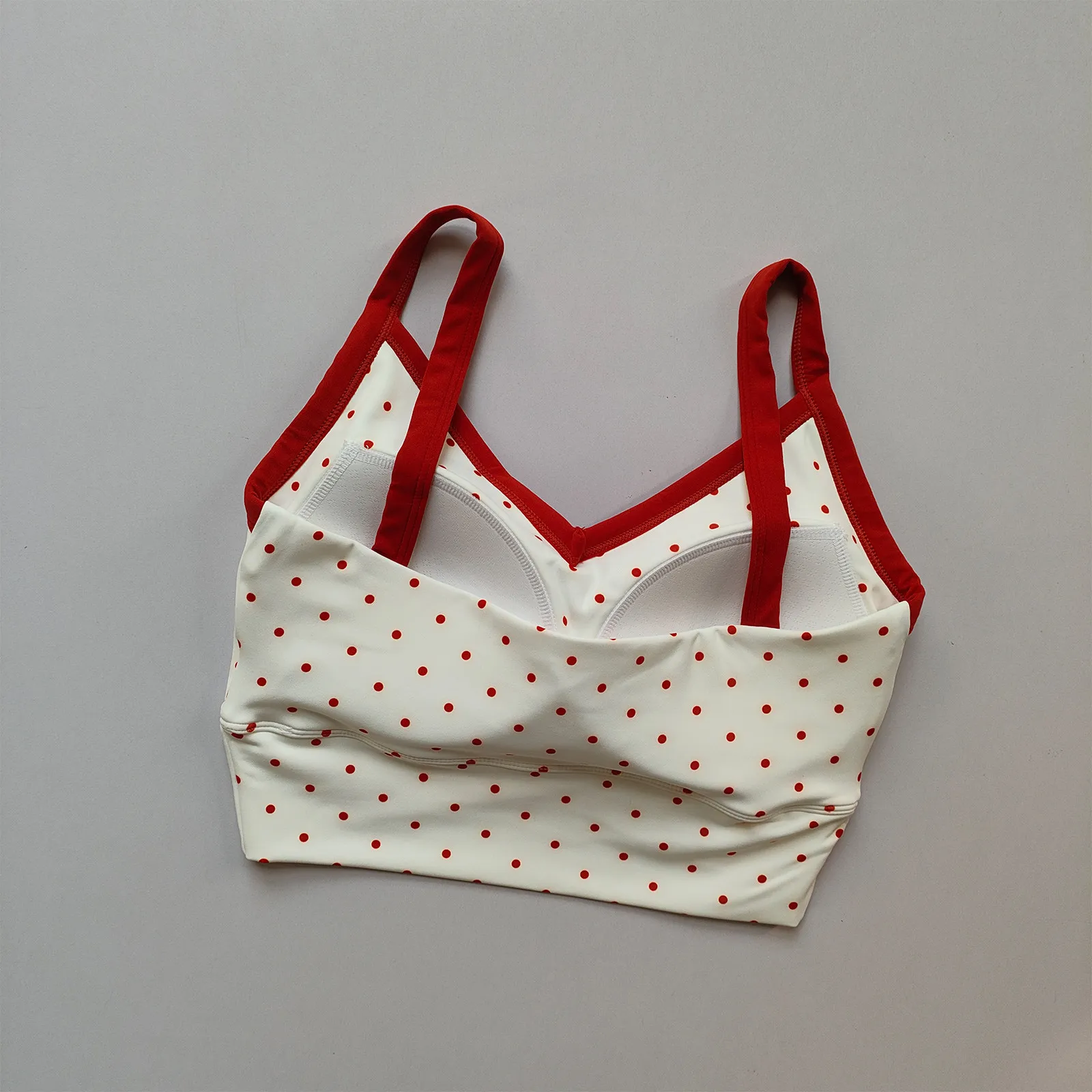Damen-Sport-BH mit Print, integrierten Brustpolstern und festen Cups, schönes Rückendesign, Laufunterwäsche, Fitness- und Yoga-Bekleidung – Detail 4
