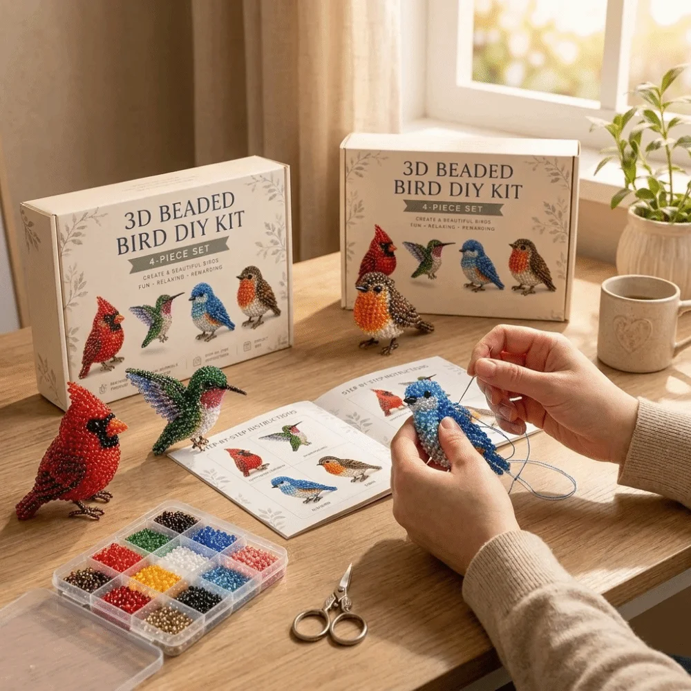Handmade DIY Animal Bead Embroidery Kit Tiny Colorful 3D Bead Pet Keychain Making Kit Mini Educational Animal Crafting Set
