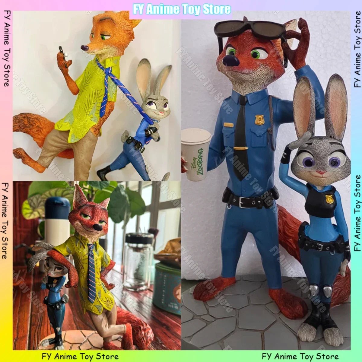 Disney-Figurine mignonne de lapin de Judy de renard de réparation de zootopia, ornement de bureau, dérivé de film original, cadeau de Noël et de la fête de Léon