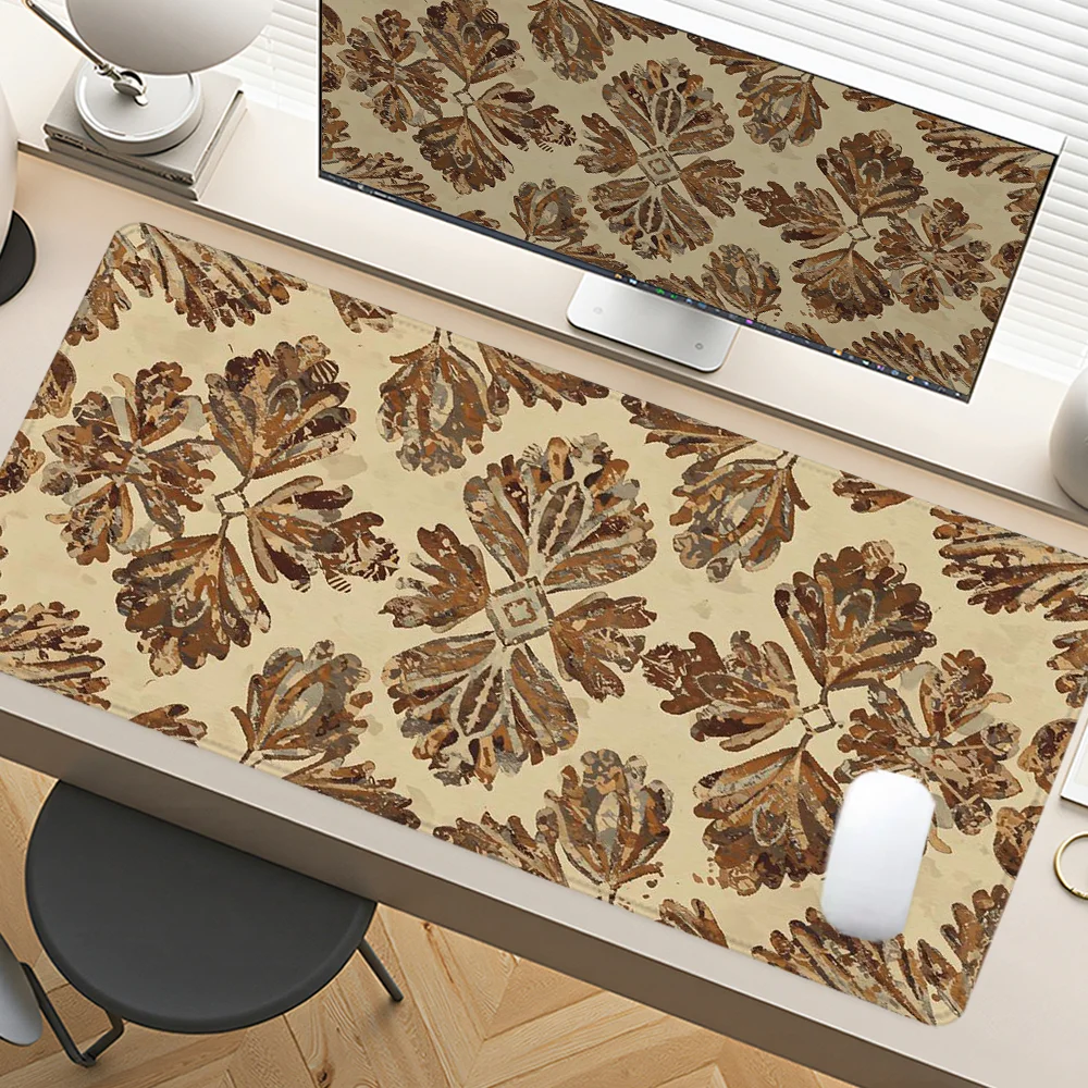 

Boho Style Mouse Pad Large Desk Accessories Desk Pad Rubber Base with Stitched Edge Mousepad Non-Slip Deskpad for Office