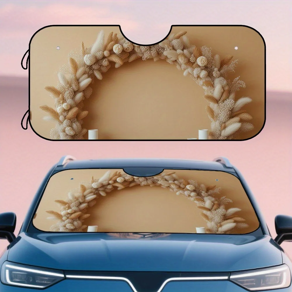 

One Piece, Floral Patterned Sunshade For Car Windshields, Easy To Store And Carry, A Chic Enhancement For Your Vehicle'S Interio