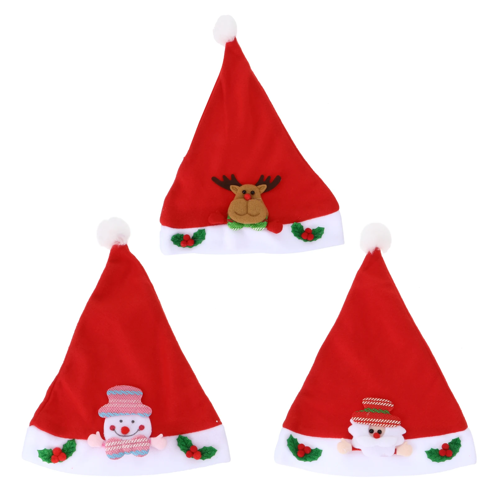 

3Pcs Kids Christmas Hat Children Xmas Caps Winter Bright Adorable Festive Performance Photo Role Playing Supplies
