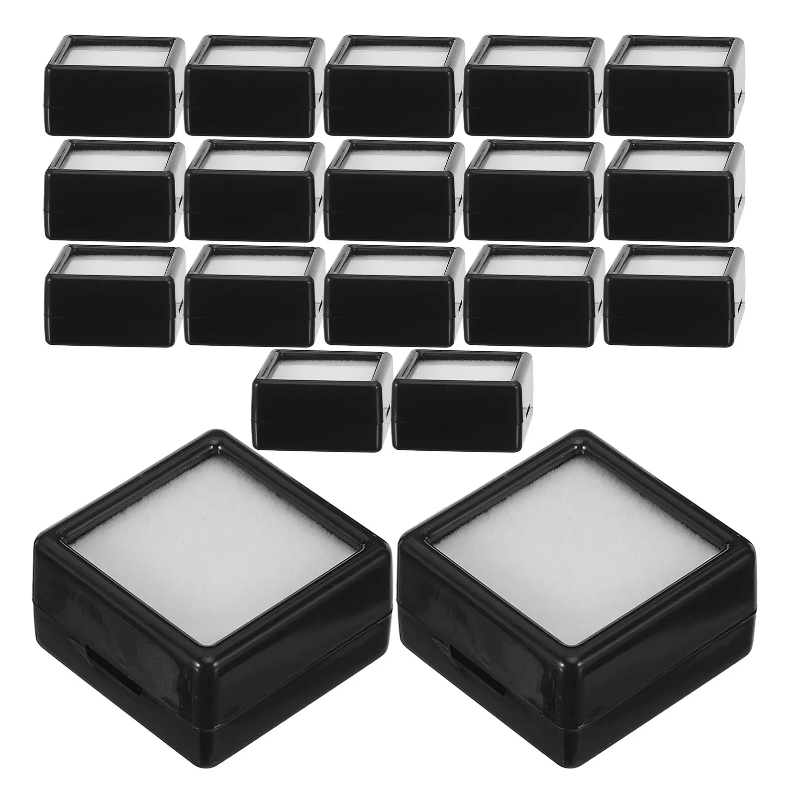 

20Pcs Jewelry Display Boxes Clear Lid Acrylic Square Gemstone Storage Case Mini Showcase Box for Crystals Gems Storage