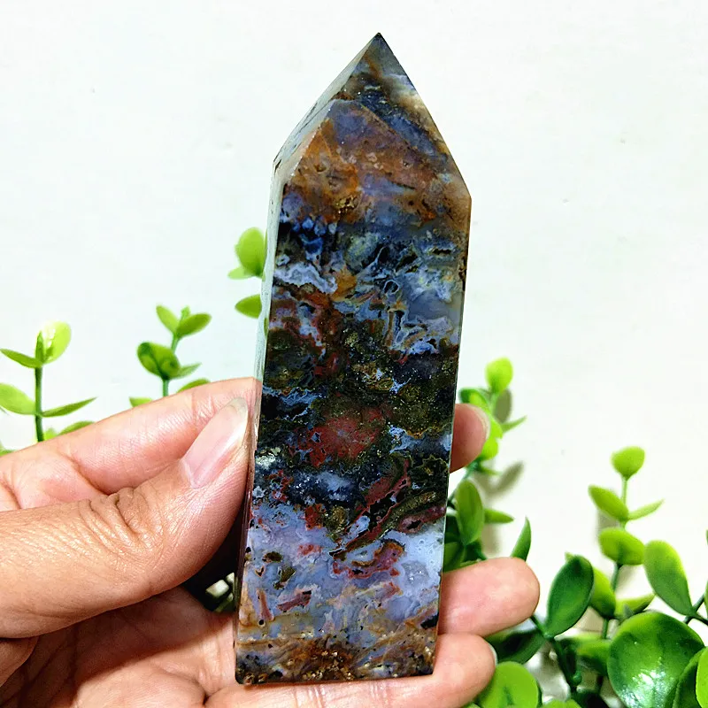 Natural Stones Ocean Jasper Tower Stone Wand Point and Chakra Energy Spiritual Meditation Healing Crystals Home Room Decor