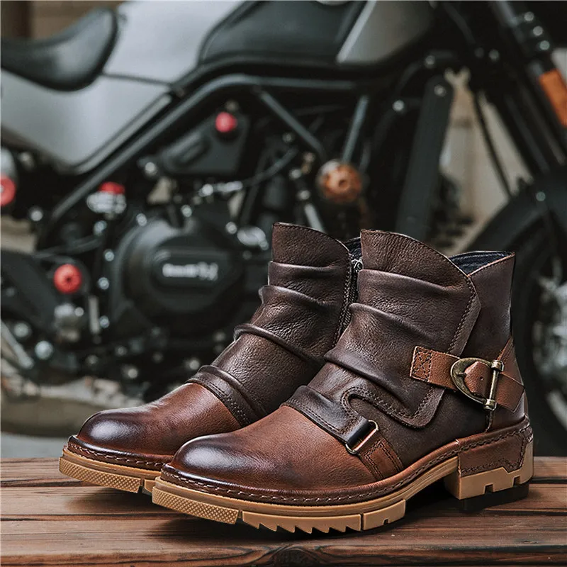 Locomotive riding American retro men's shoes motorcycle cowhide summer paratrooper boots
