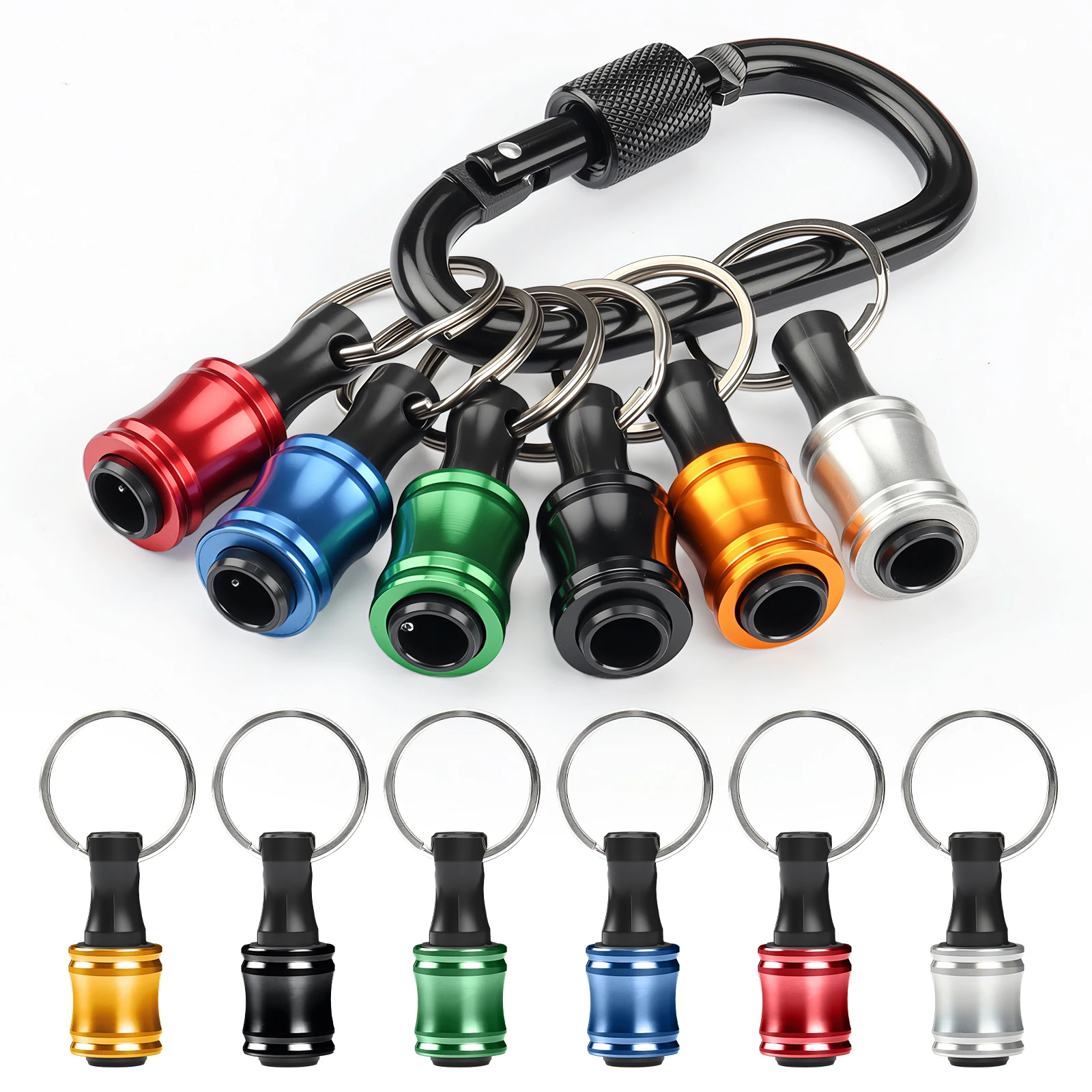 

6-Piece Set of Colorful Keychain Quick-Change Extension Rods 1/4 Hex Handle Conversion Rod Screwdriver Quick-Release Socket Tool Set