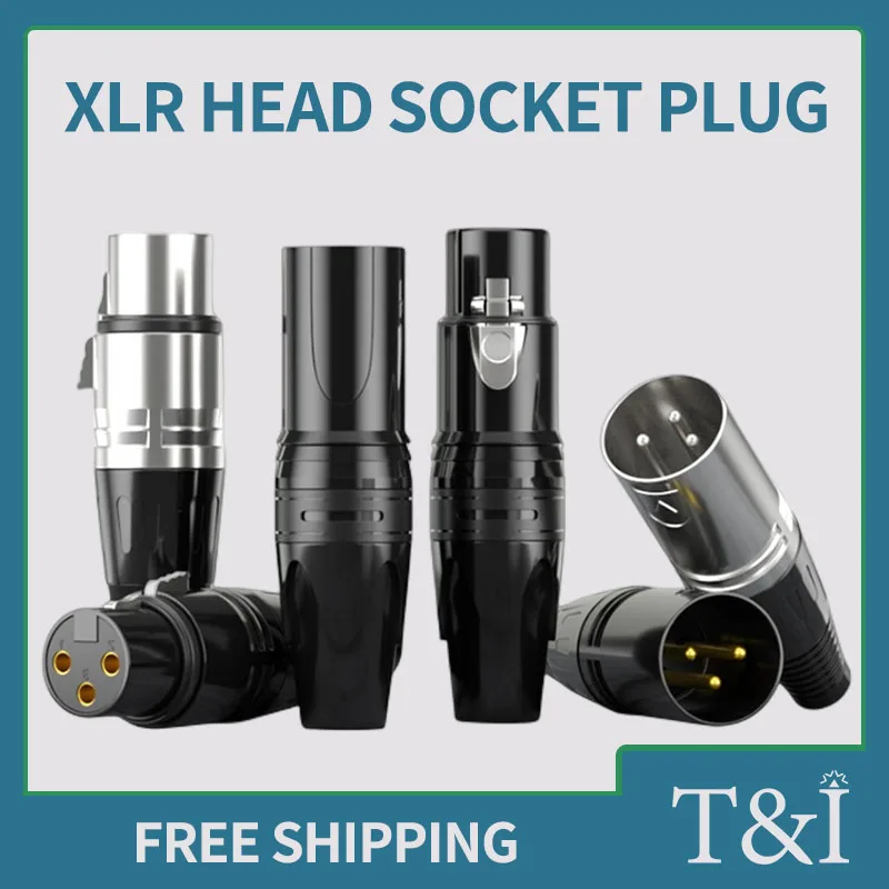 

5/10Sets XLR Head Socket 3Pin Plug Industrial Lighting Signal Cable Audio Microphone Connector 90°Common Silver Case Male Female