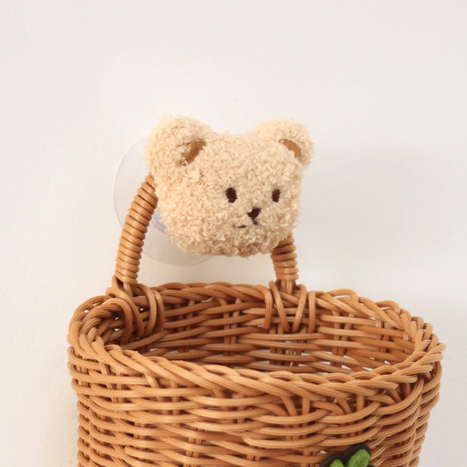 Crochet en bois de dessin animé pour la maison, petit ours en peluche, support collant pour clé murale, manteau, gadgets de cuisine mignons, décoration d'intérieur