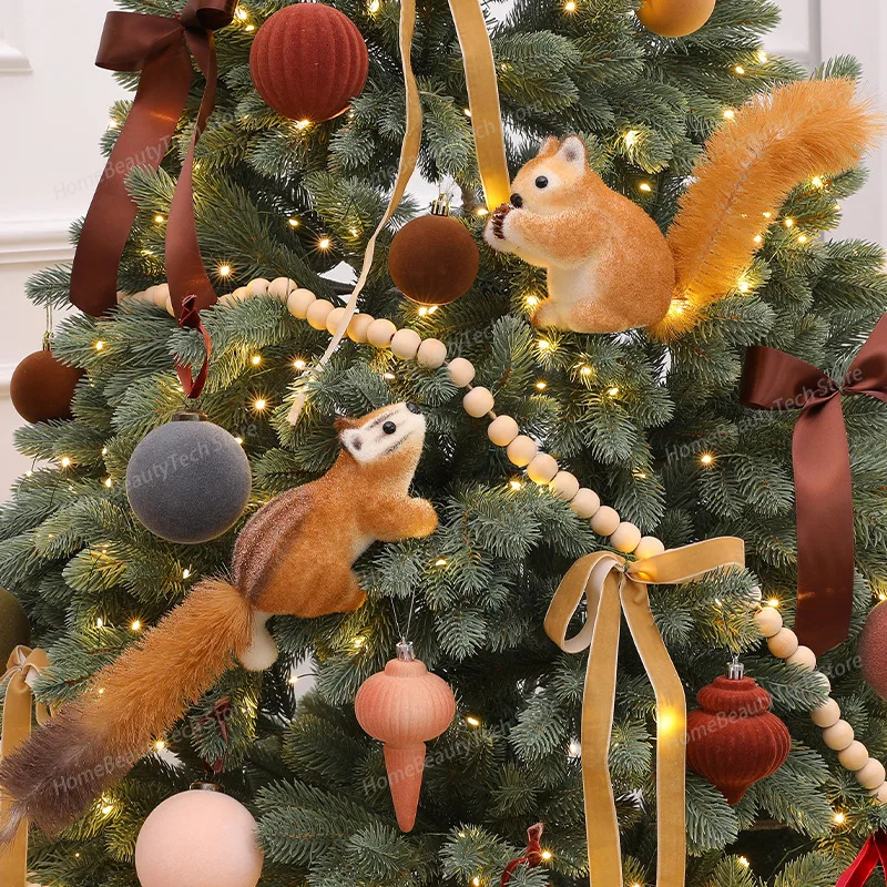 Christmas Simulation Squirrel Creative Doll Figurine, Christmas Decorative Figurine Christmas Tree Decorations Decoration Maison