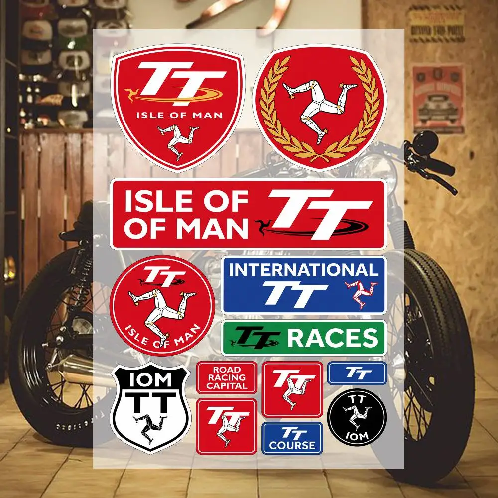 Retro Motorsport Assorted Decal Shield Round Badge Race Themed Stickers Removable Vinyl For Scrapbook Luggage Helmet Decor