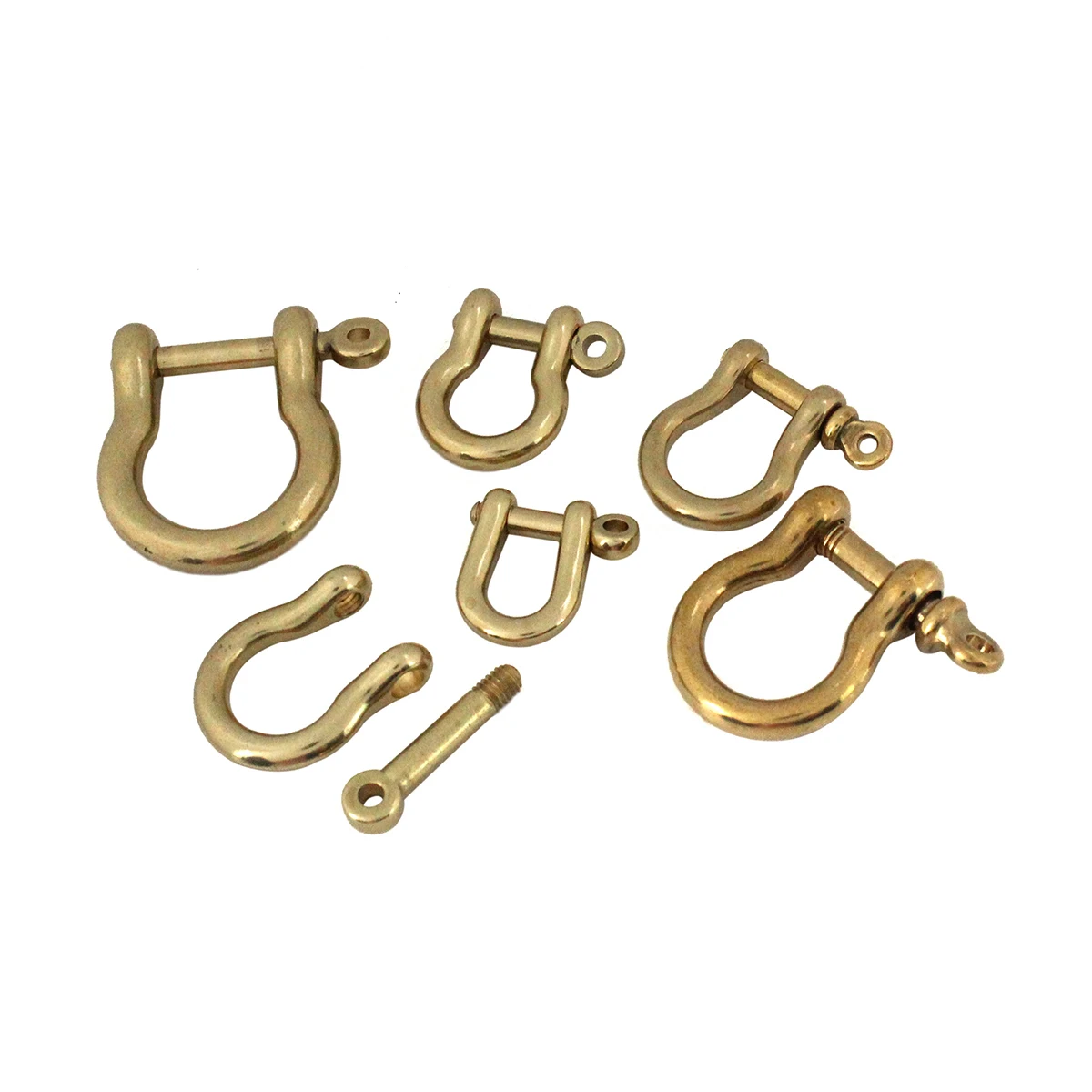 1pcs Solid Brass Carabiner D Bow Shackle Fob Key Ring Keychain Hook Screw Joint Connector Buckle