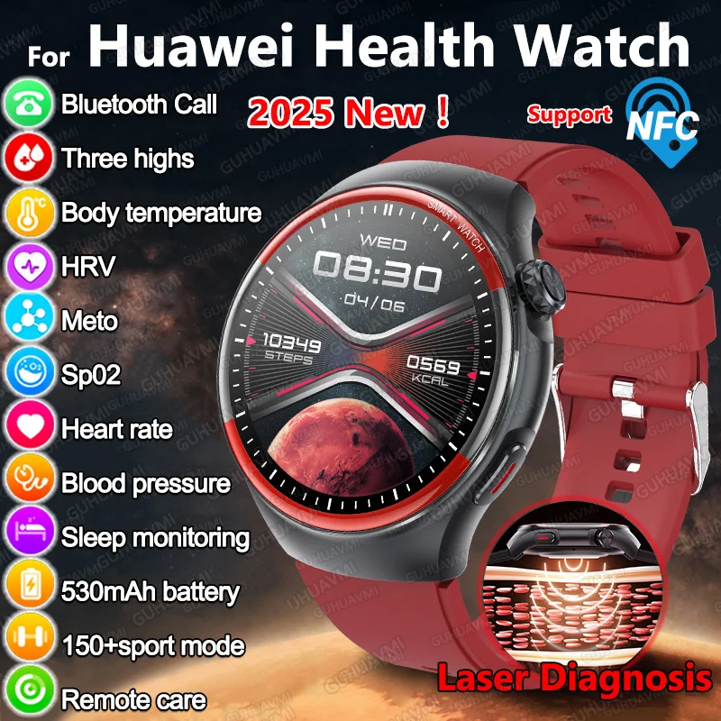 

2025Новые умные часы Hypertension Health Risks Diagnosis для мужчин Три высоких частоты BP Сердечный ритм Кислород в крови Импульсный вызов NFC Часы для здоровья