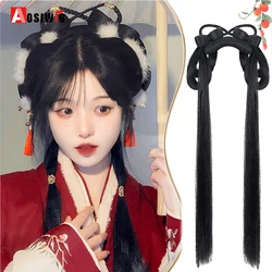 Perruques synthétiques Hanfu Prairie pour femmes, accessoires de cheveux, faisceaux de cheveux en une pièce, perruque Chignons, accessoire de cosplay