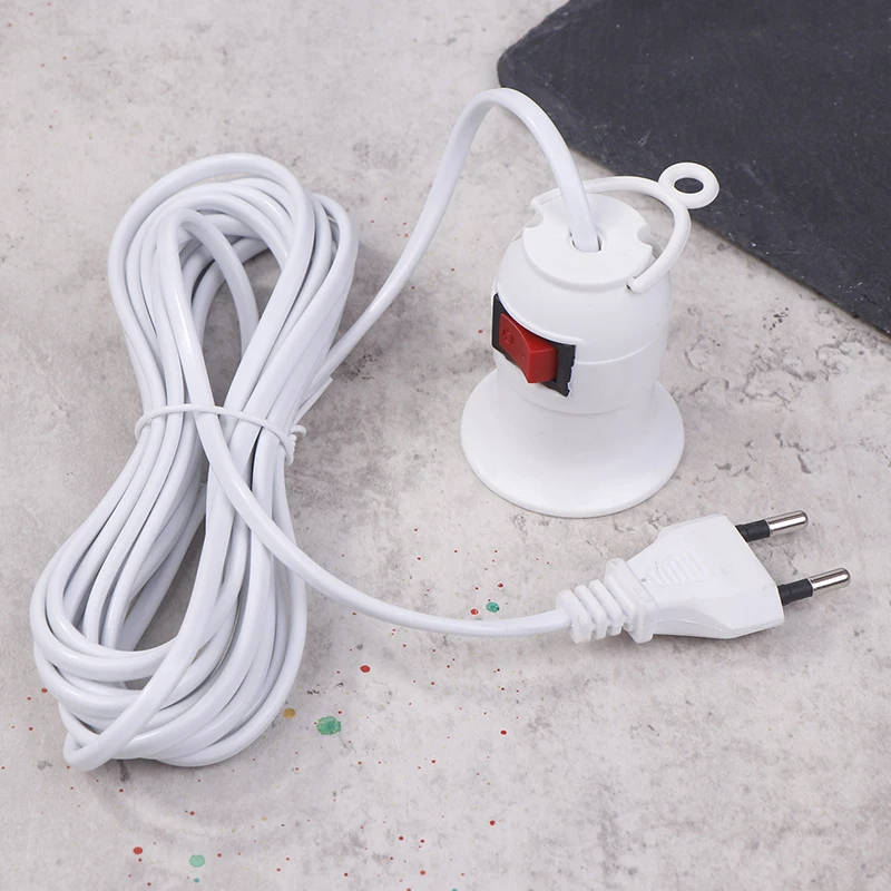 

1PC EU Plug 4M Power Cord Cables E27 Lamp Base Holder With Switch For Pendant Led Bulbs Fixture Hanglamp Suspension Socket