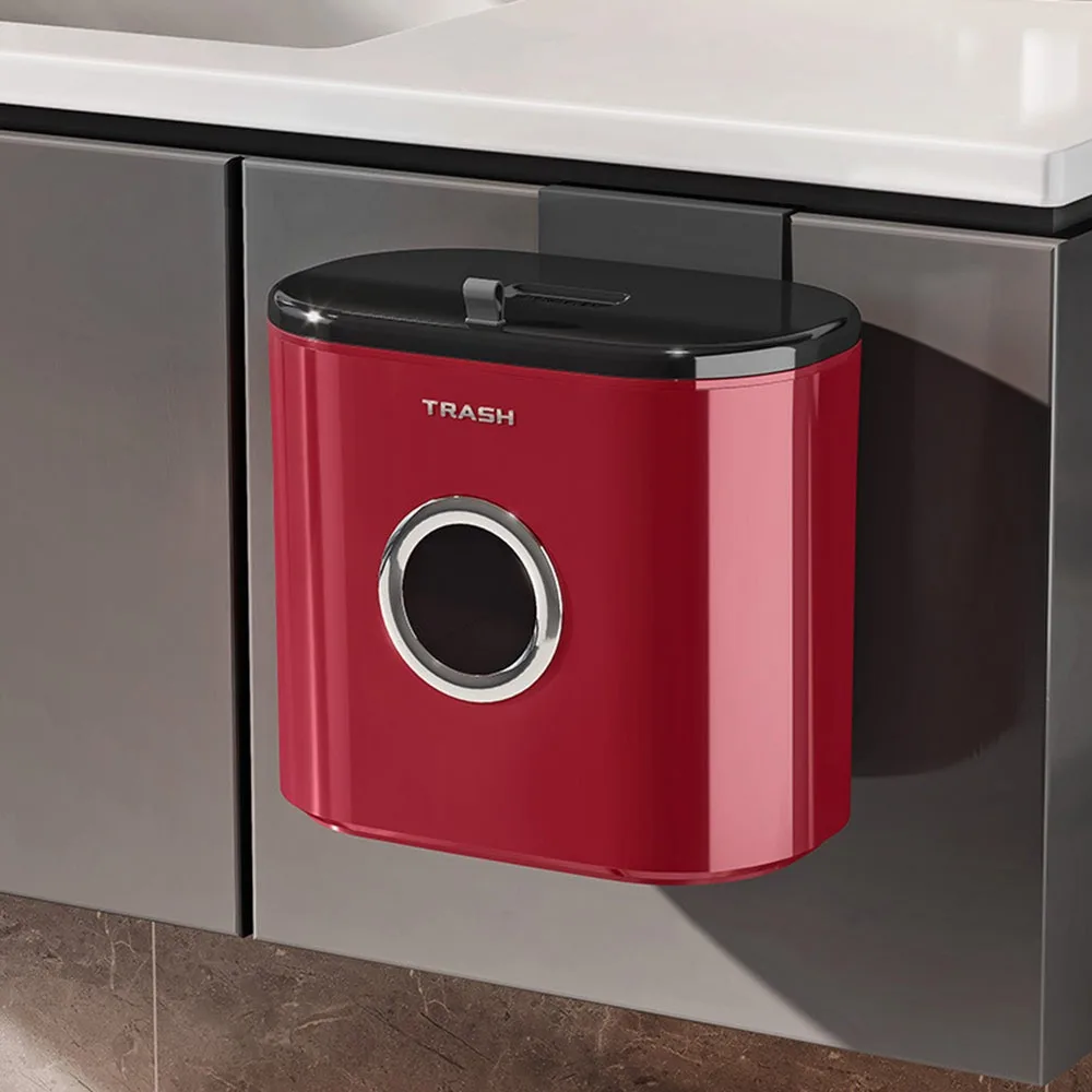 

Portable Wall-Mounted Kitchen Garbage Can Long Tube Large Capacity Food Waste Bin with Lid Toilet Trash Can for Kitchen&Bathroom