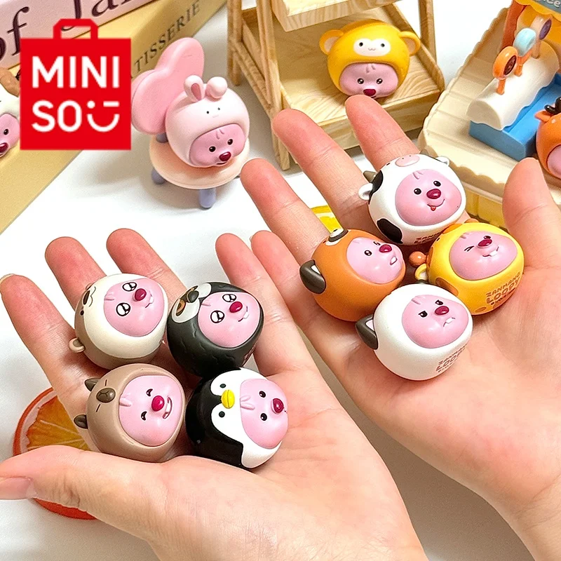 Miniso Genuine Mini Bean Loveable Loopy Series Cute Cute Particles Animal Head Cover Mini Model Handpiece Tide Play Ornaments