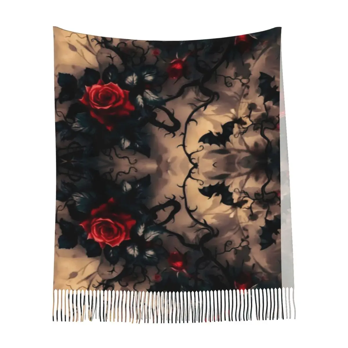 وشاح غني بتصميم وورود جميلة أوشحة شرابة للنساء شالات دافئة ناعمة ويلتف شال طويل للخريف والشتاء