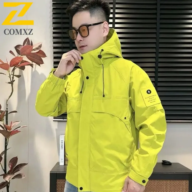 

COMXZ Main Push 2025 Autumn New Outdoor Casual Jacket Hooded Coat Men Fashion Workwear American Multi Pocket Leisure windbreaker